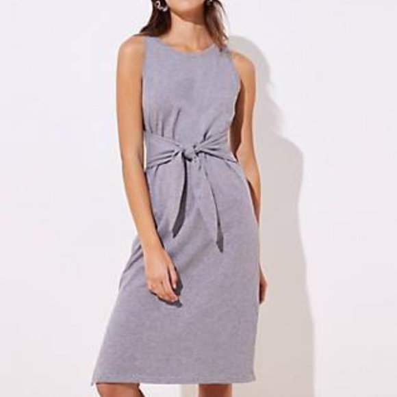 LOFT Dresses & Skirts - Loft womens xs beach tie waist dress grey 100% cotton casual comfy